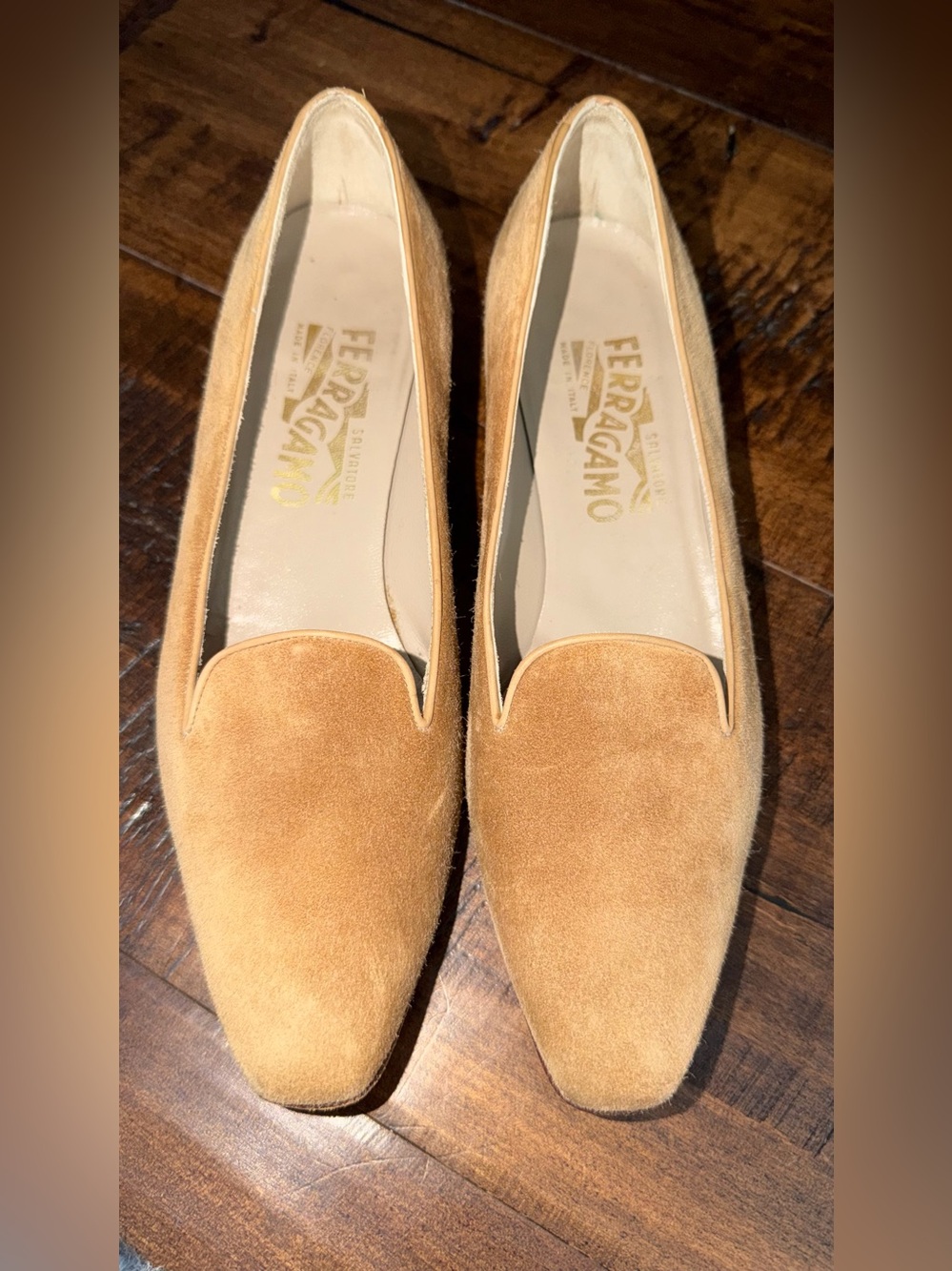 Salvatore Ferragamo Beige Suede Loafers for Women